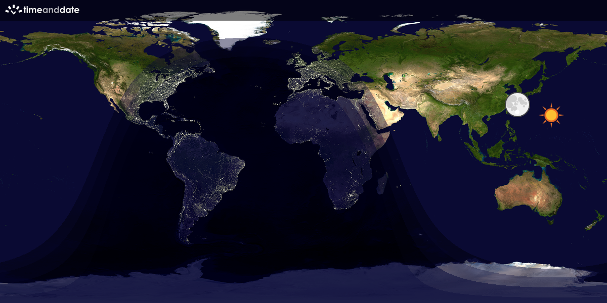 Verdenskart som viser dag og natt 