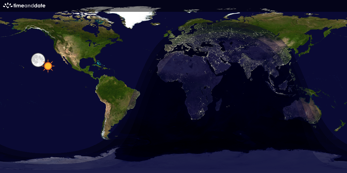 Verdenskart som viser dag og natt 