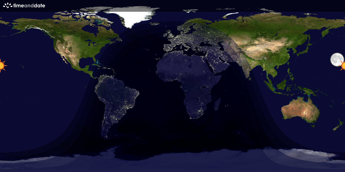 Verdenskart som viser dag og natt 