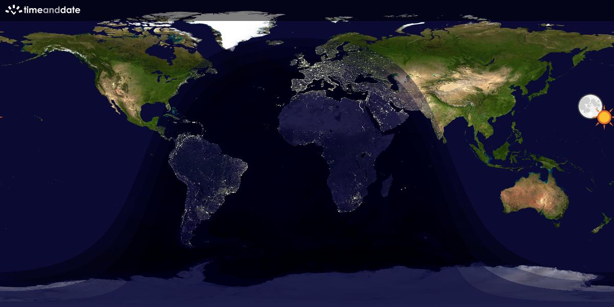 Verdenskart som viser dag og natt 