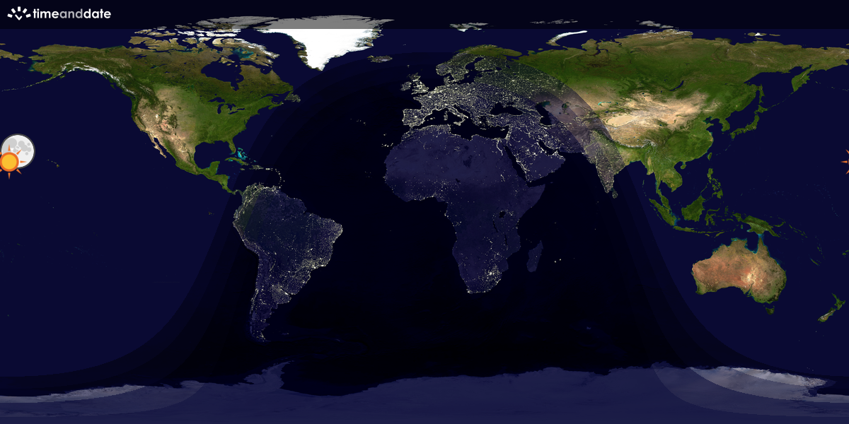 Verdenskart som viser dag og natt 