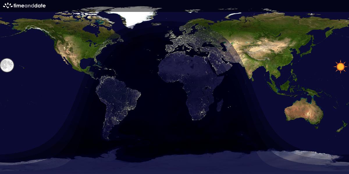 Verdenskart som viser dag og natt 