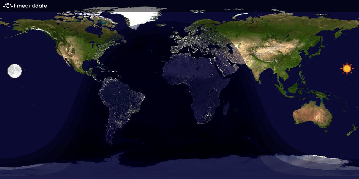 Verdenskart som viser dag og natt 