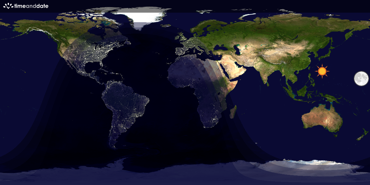 Verdenskart som viser dag og natt 