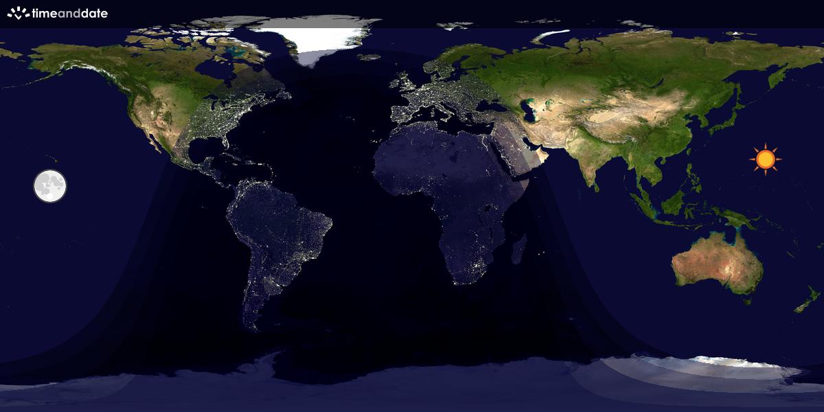 Verdenskart som viser dag og natt 