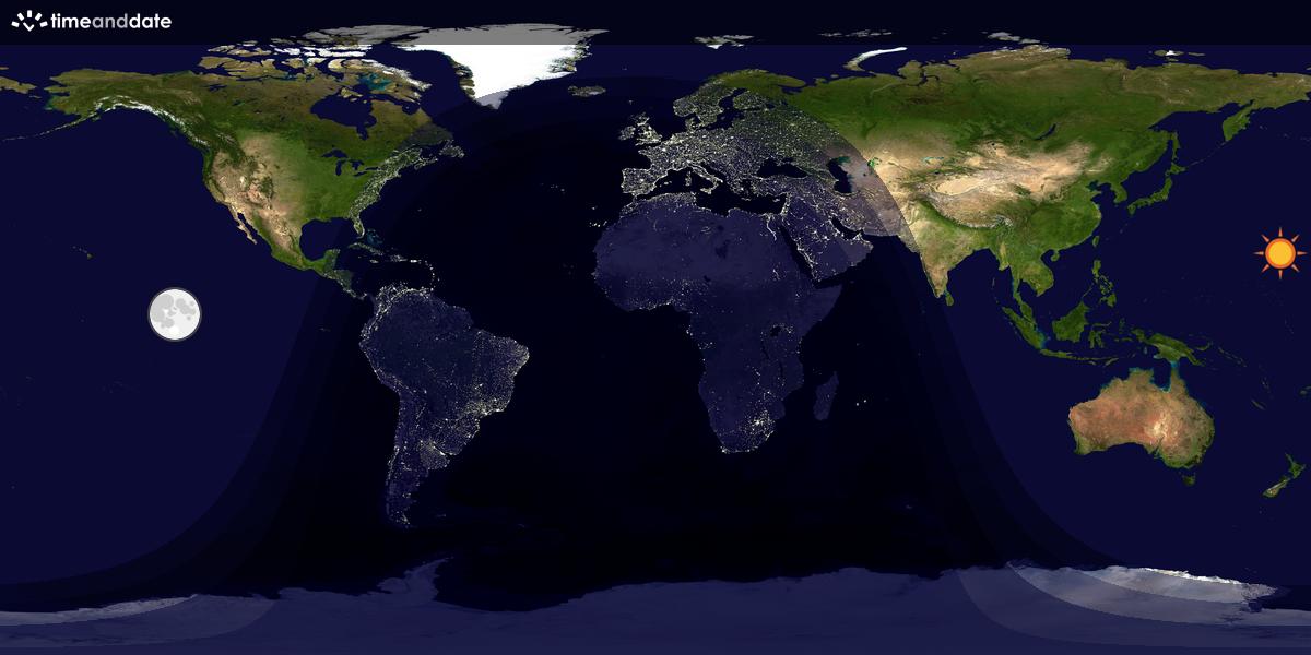 Verdenskart som viser dag og natt 