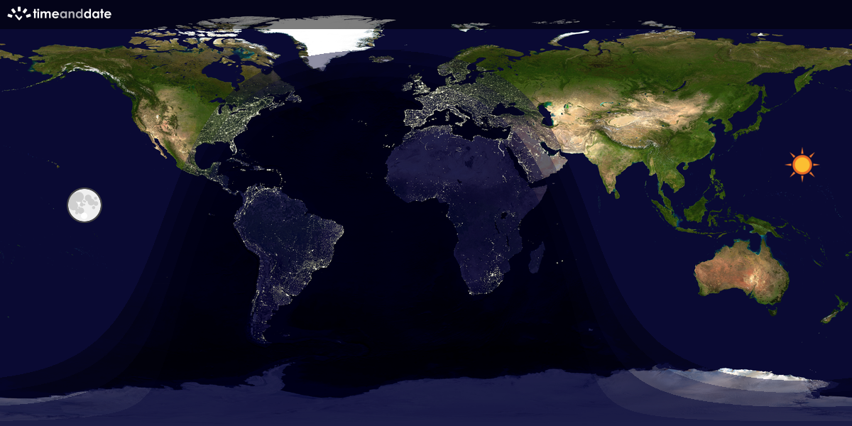 Verdenskart som viser dag og natt 