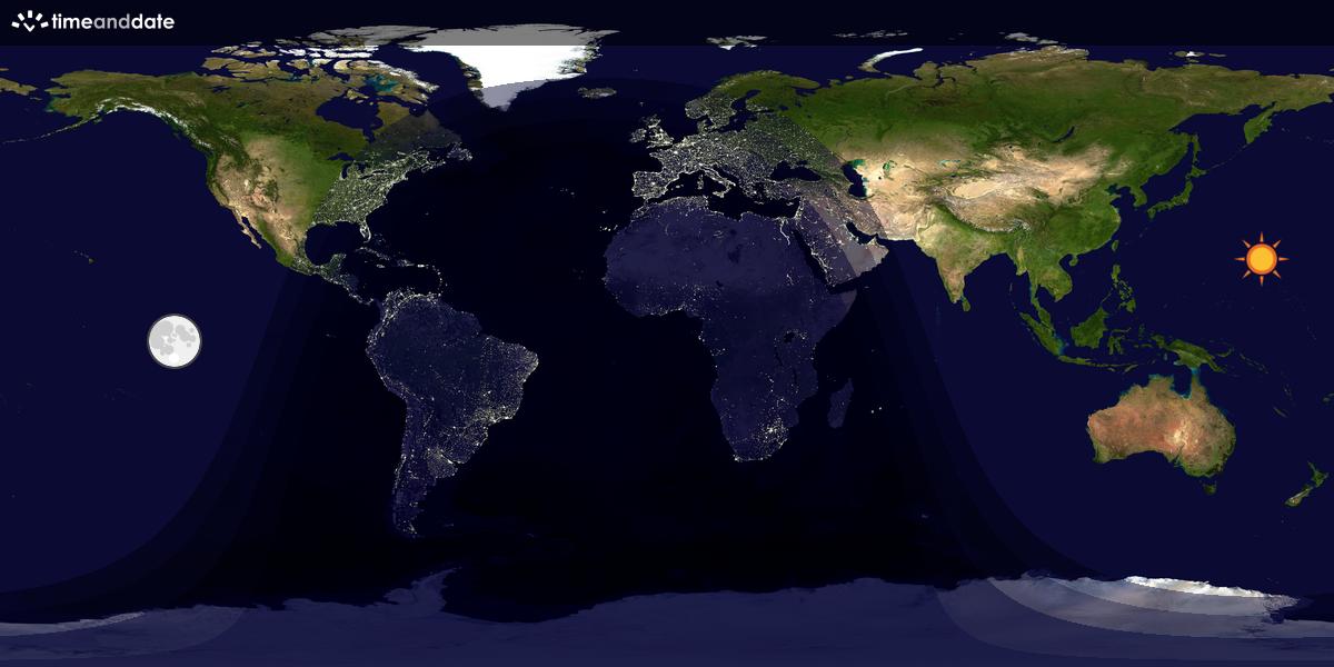 Verdenskart som viser dag og natt 