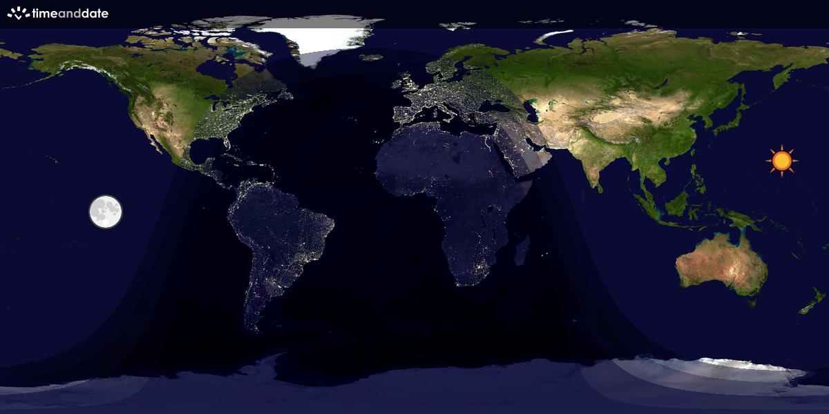 Verdenskart som viser dag og natt 