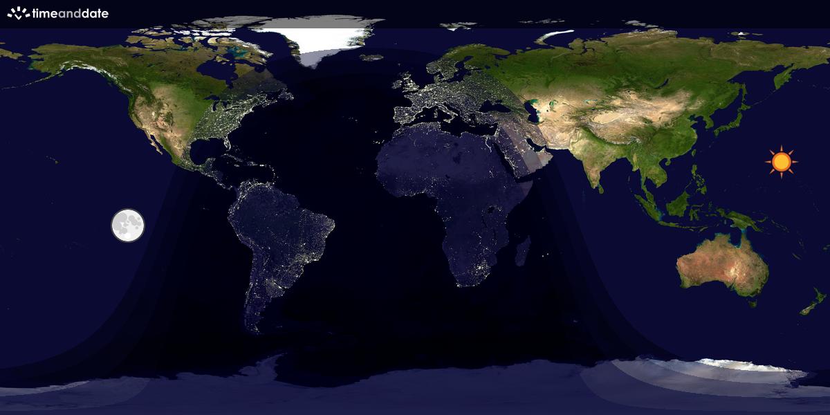 Verdenskart som viser dag og natt 