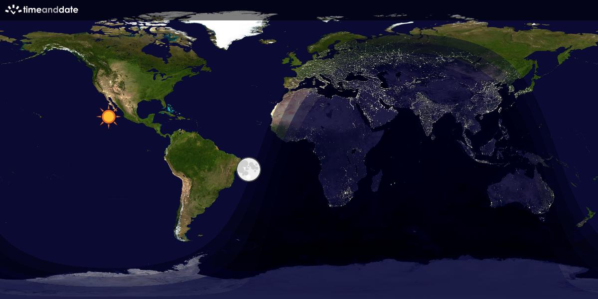 Verdenskart som viser dag og natt 