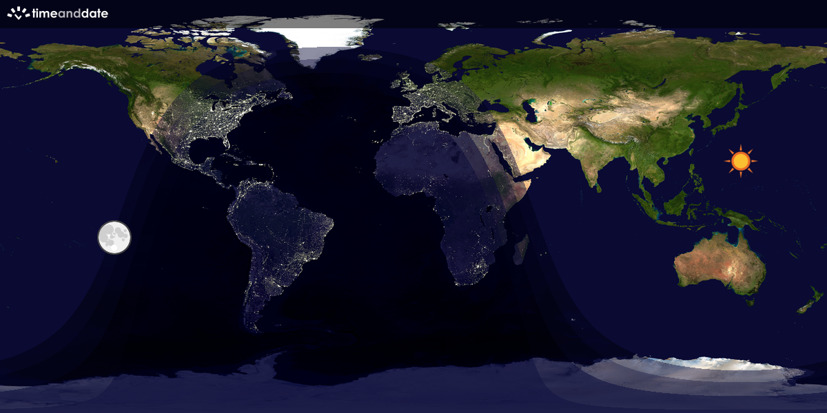 Verdenskart som viser dag og natt 