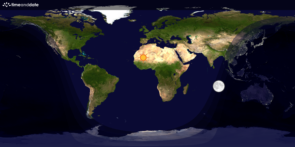 Verdenskart som viser dag og natt 