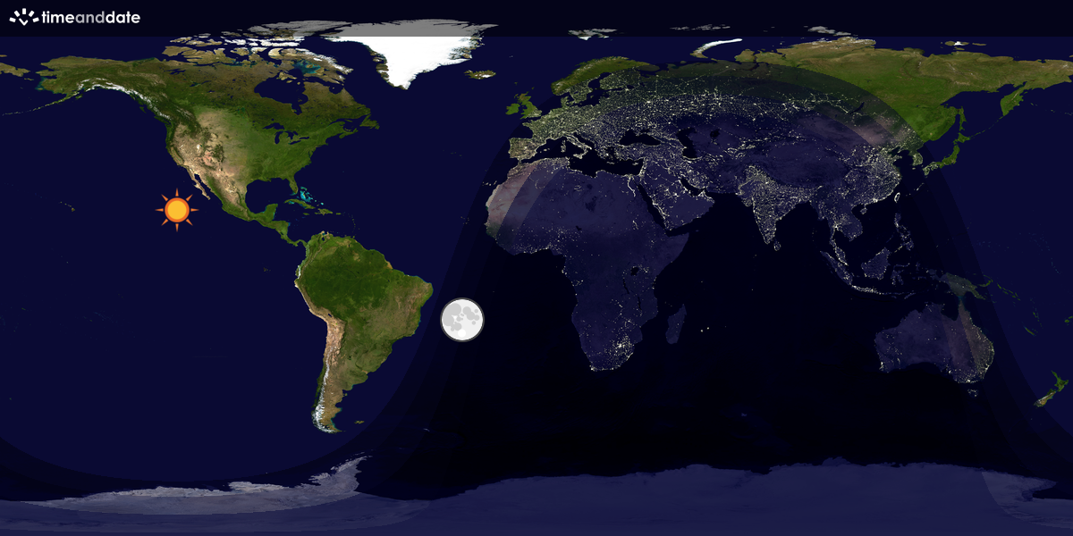 Verdenskart som viser dag og natt 