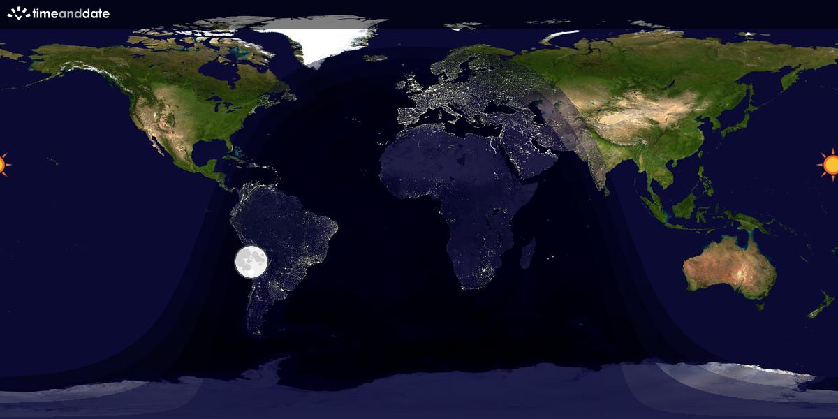 Verdenskart som viser dag og natt 