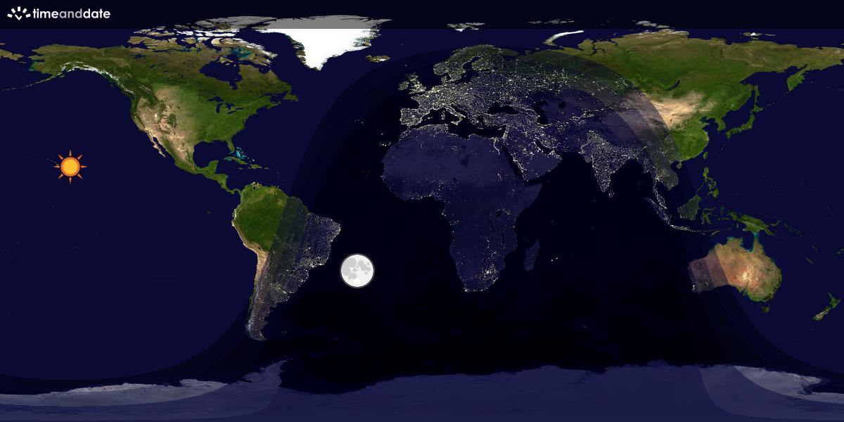 Verdenskart som viser dag og natt 