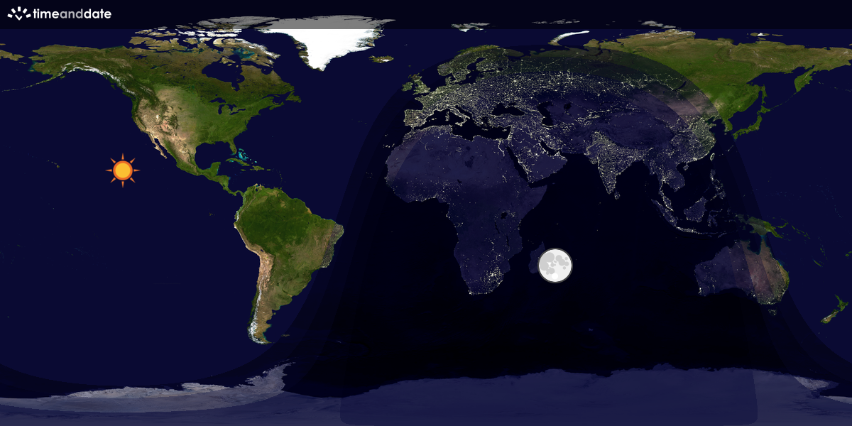Verdenskart som viser dag og natt 