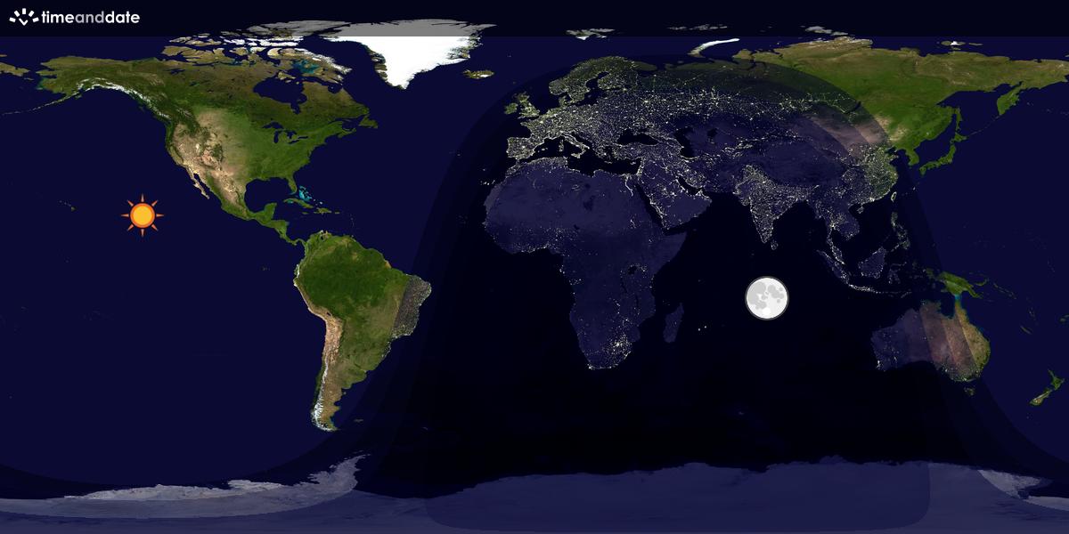 Verdenskart som viser dag og natt 