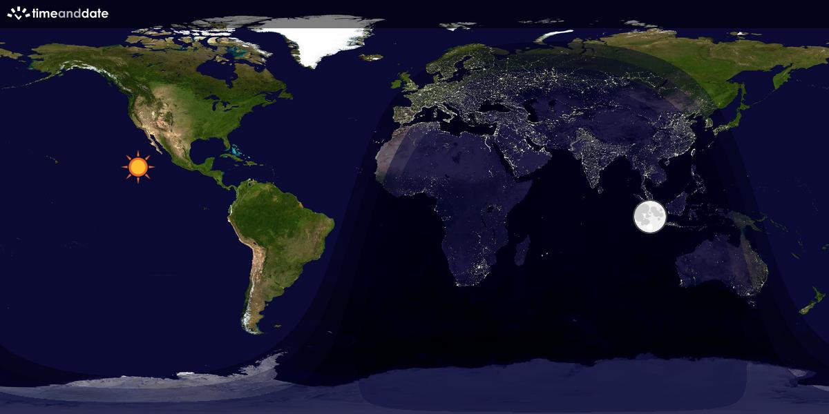Verdenskart som viser dag og natt 