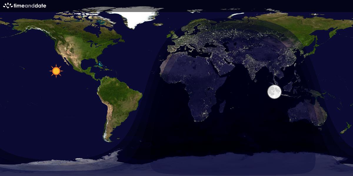 Verdenskart som viser dag og natt 