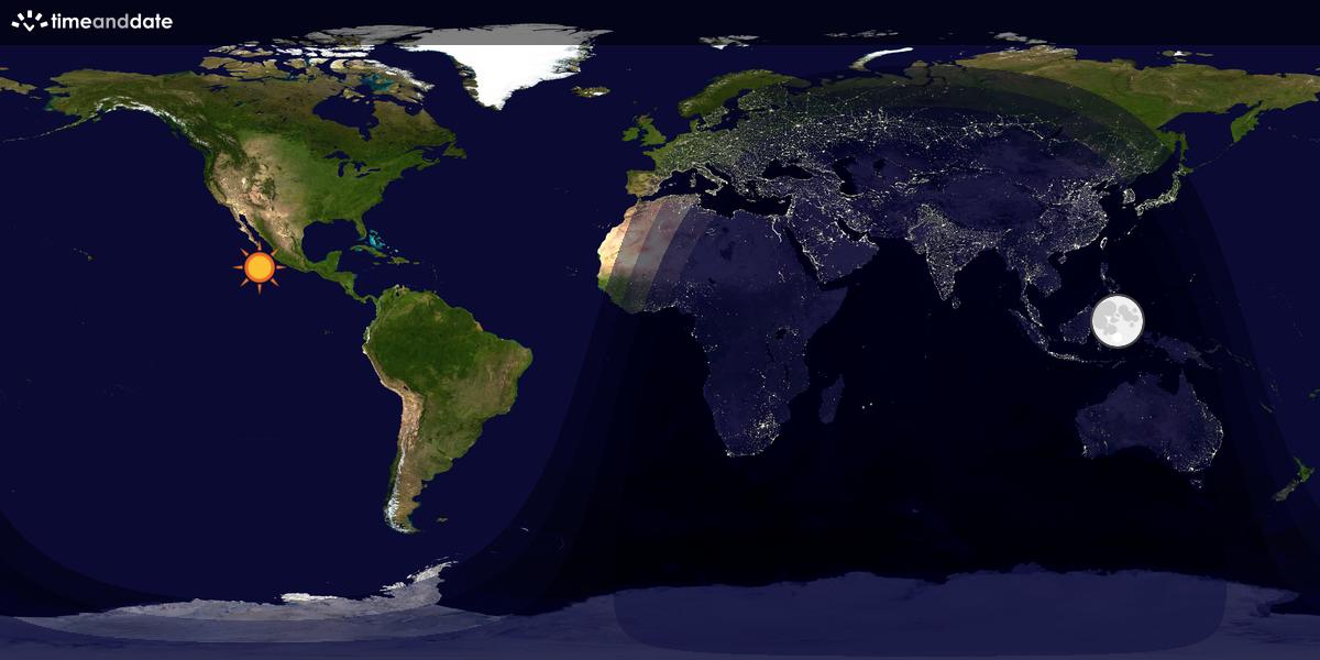 Verdenskart som viser dag og natt 
