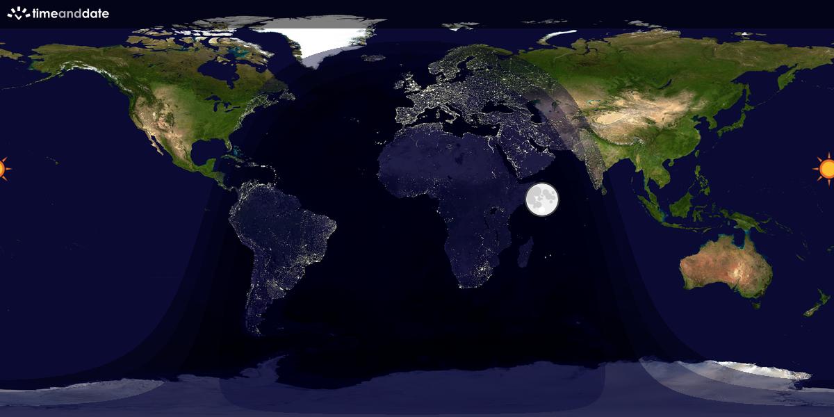 Verdenskart som viser dag og natt 