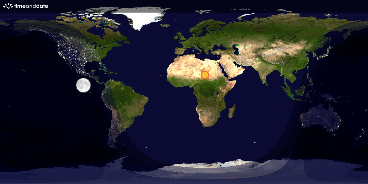 Verdenskart som viser dag og natt 