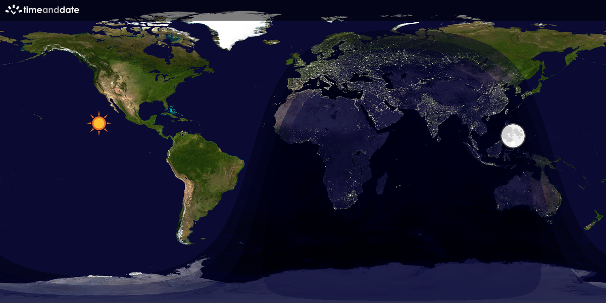 Verdenskart som viser dag og natt 