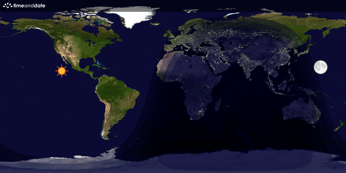 Verdenskart som viser dag og natt 
