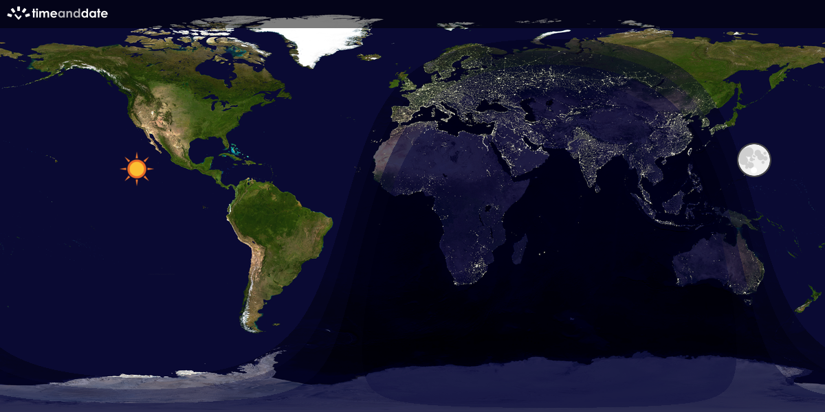 Verdenskart som viser dag og natt 