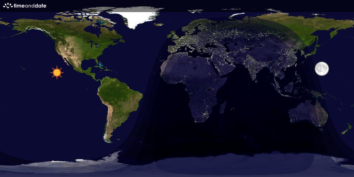 Verdenskart som viser dag og natt 