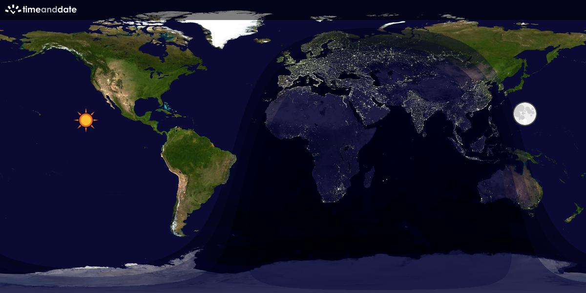 Verdenskart som viser dag og natt 