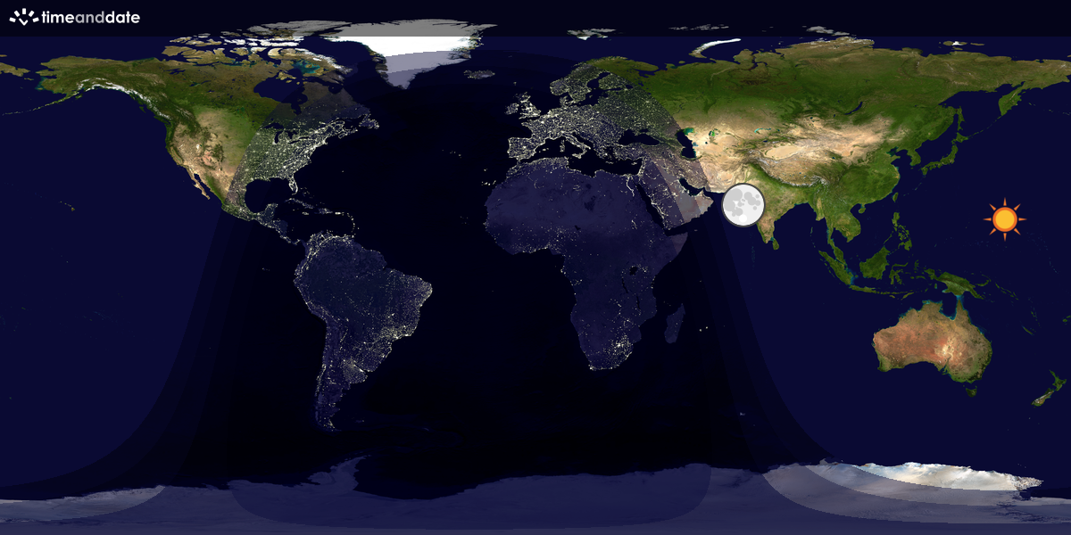 Verdenskart som viser dag og natt 