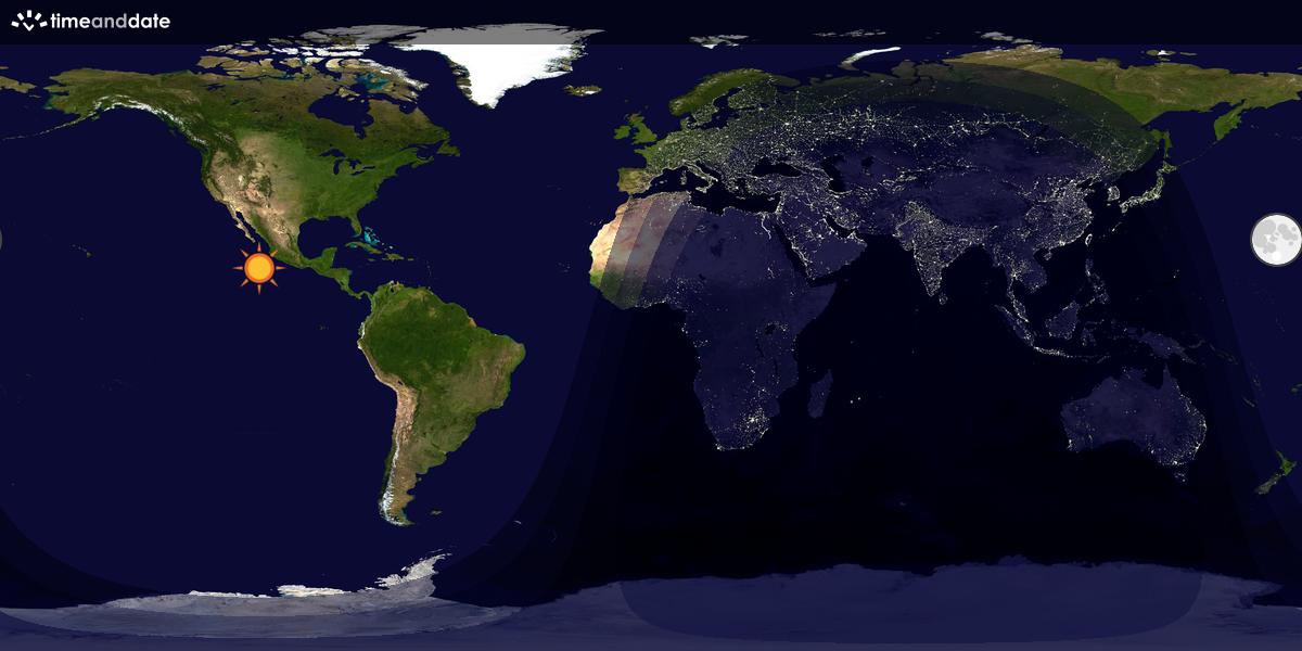 Verdenskart som viser dag og natt 