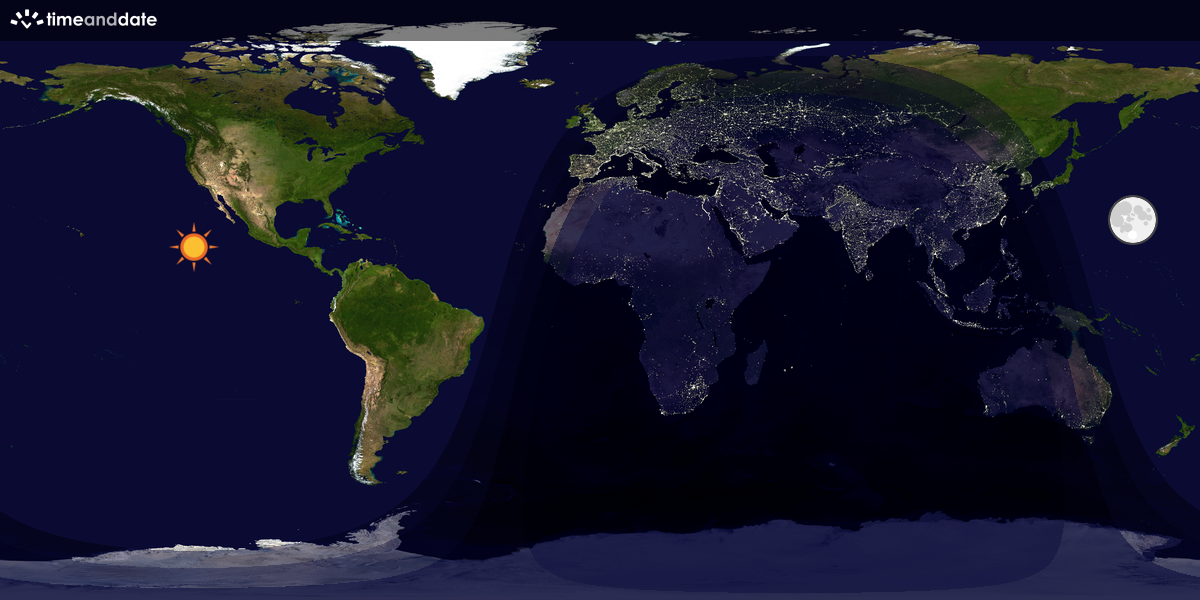 Verdenskart som viser dag og natt 