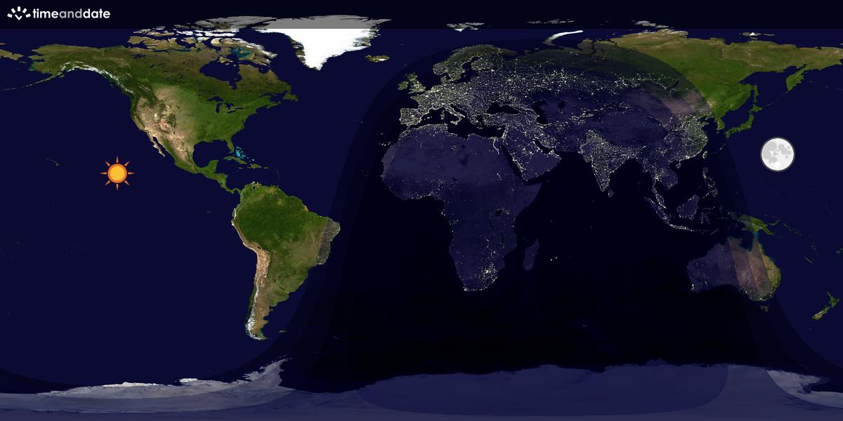 Verdenskart som viser dag og natt 