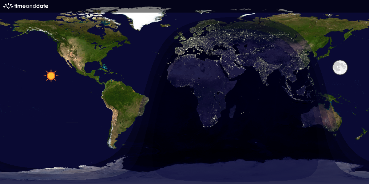 Verdenskart som viser dag og natt 