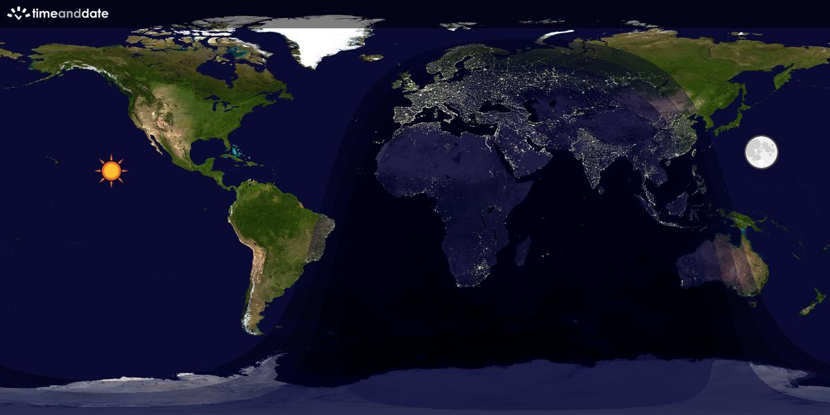 Verdenskart som viser dag og natt 