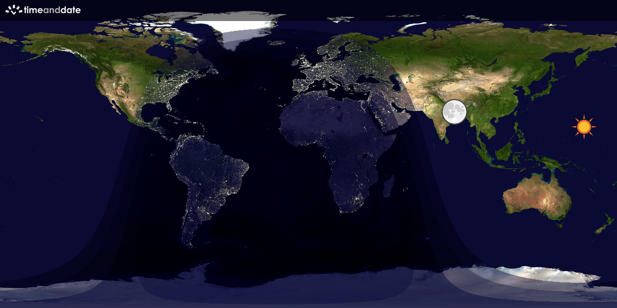 Verdenskart som viser dag og natt 