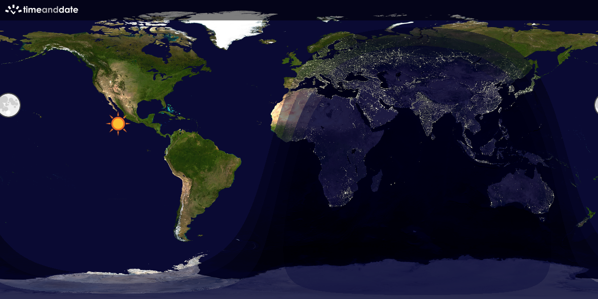 Verdenskart som viser dag og natt 