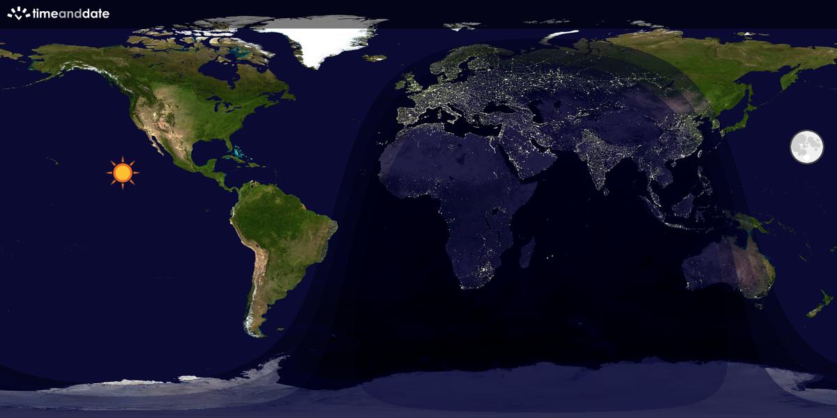 Verdenskart som viser dag og natt 