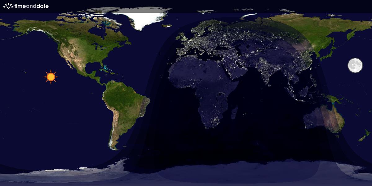 Verdenskart som viser dag og natt 