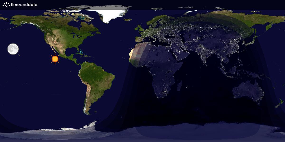 Verdenskart som viser dag og natt 