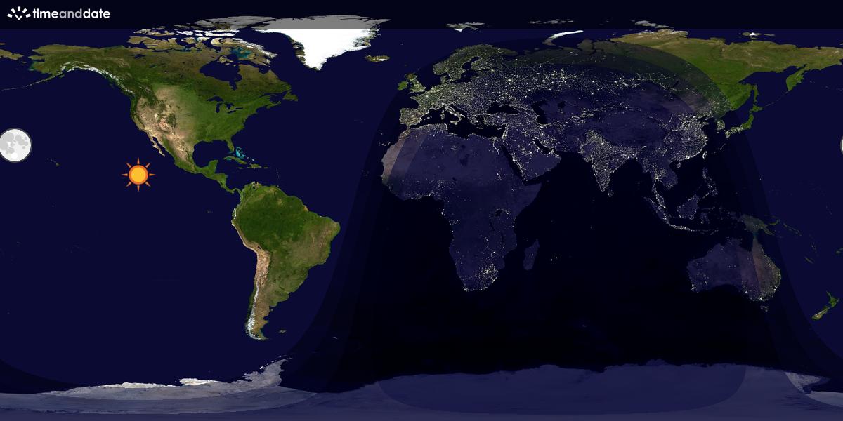 Verdenskart som viser dag og natt 