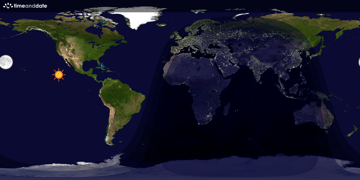 Verdenskart som viser dag og natt 