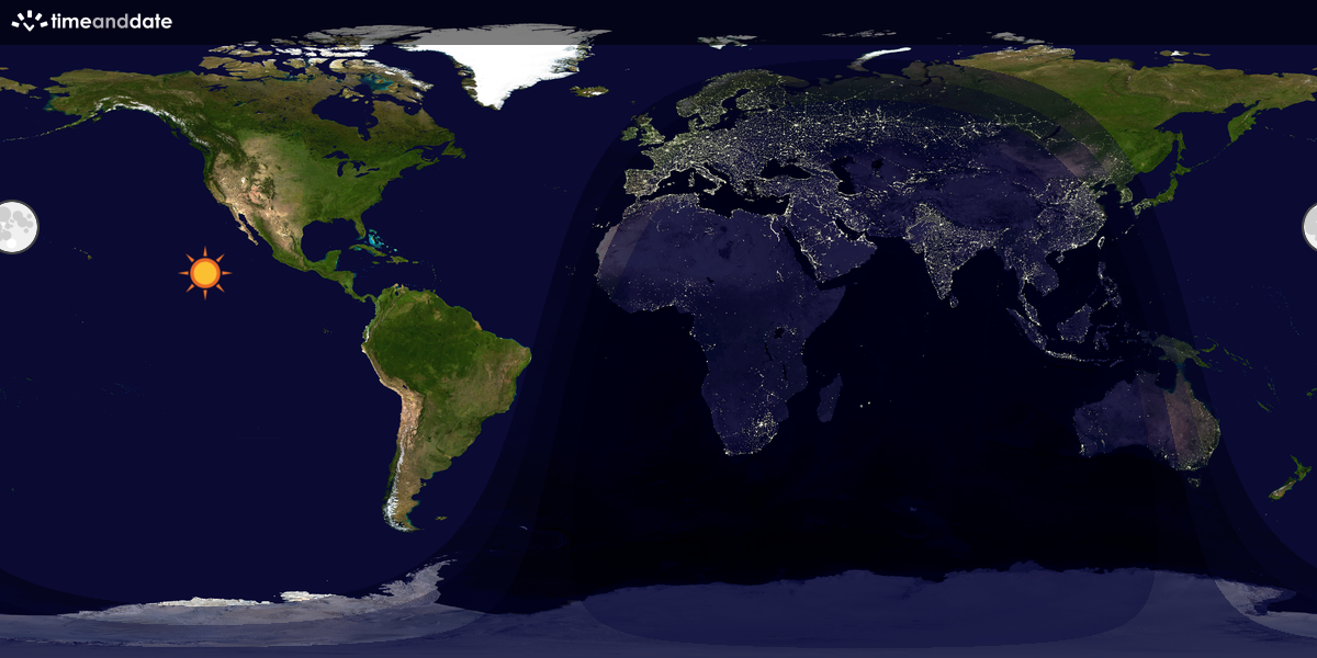 Verdenskart som viser dag og natt 