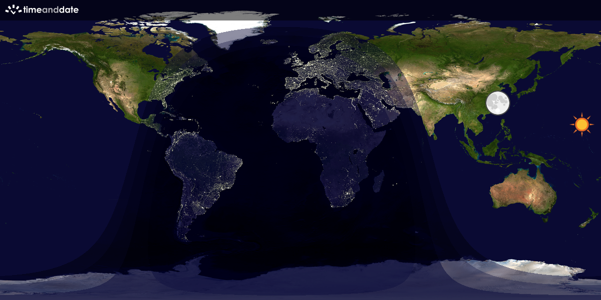 Verdenskart som viser dag og natt 