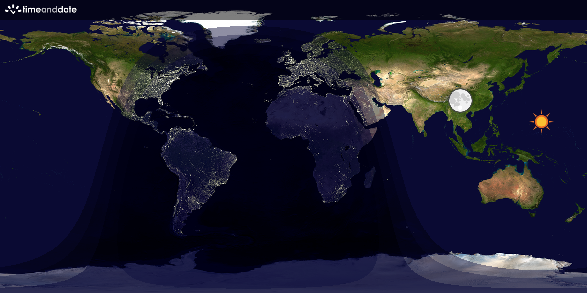 Verdenskart som viser dag og natt 