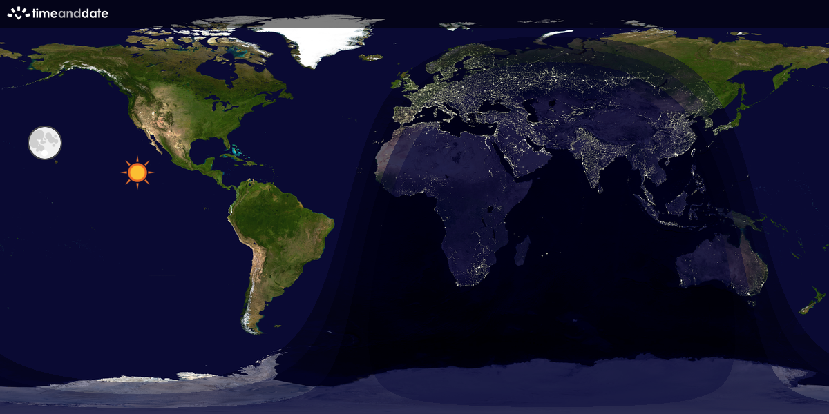 Verdenskart som viser dag og natt 