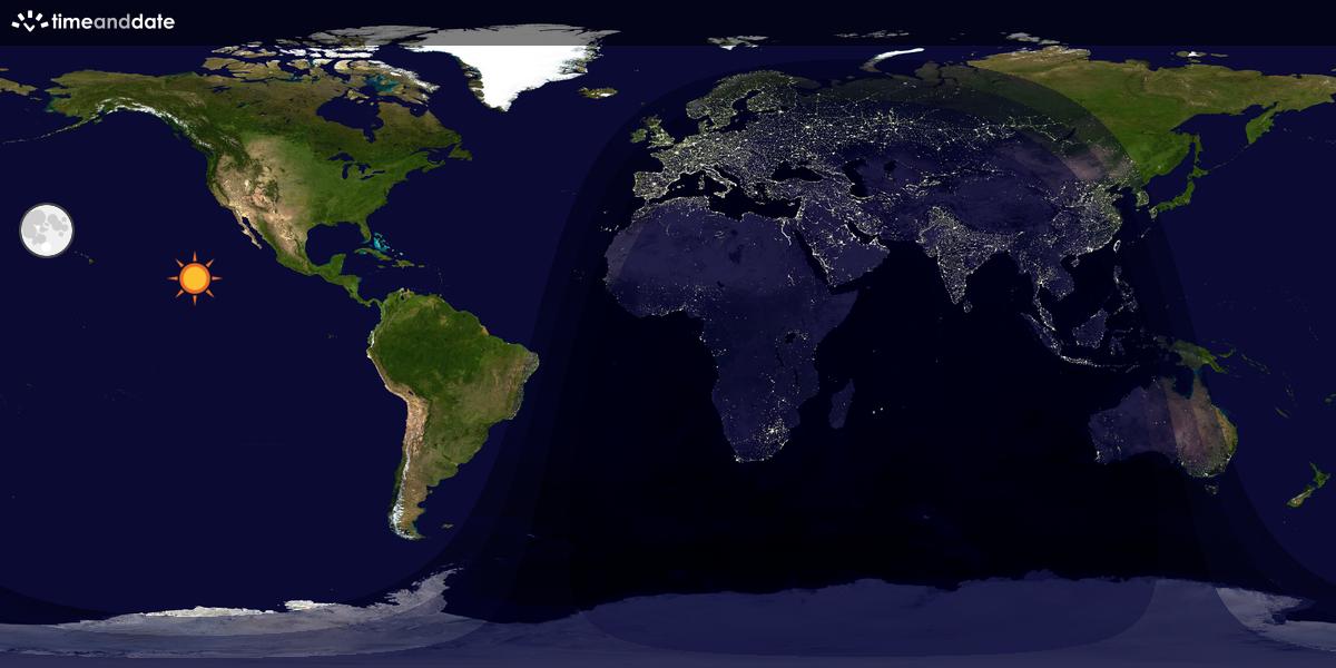 Verdenskart som viser dag og natt 